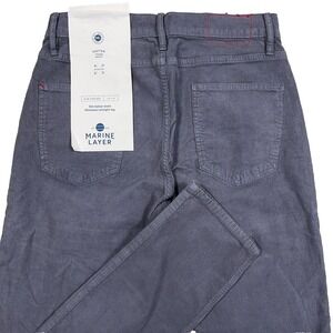 Marine Layer Corduroy Pants Men 33x34 Slim Fit Straight Leg Gray Chino Dress